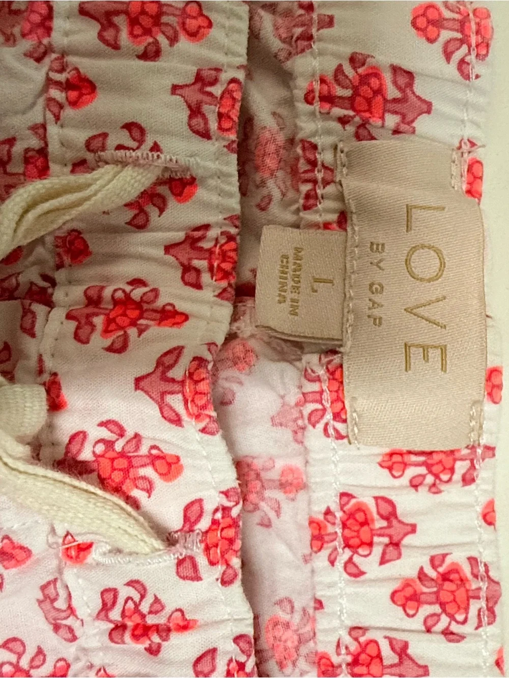 GAP Love 100% cotton Pink & White Floral Matching Pajama Set Sz Large
